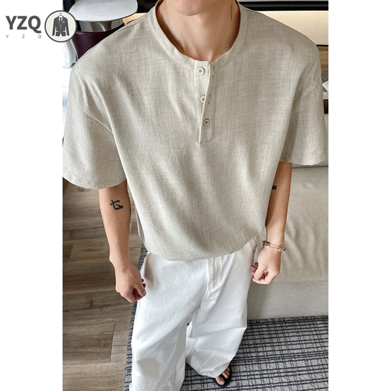 Linen Shirt Breathable - Ademend linnen T-shirt met korte mouwen,