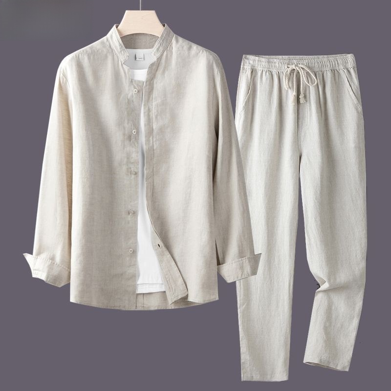 Linen Shirt Breathable - Witte lange mouwen overhemd en wijde