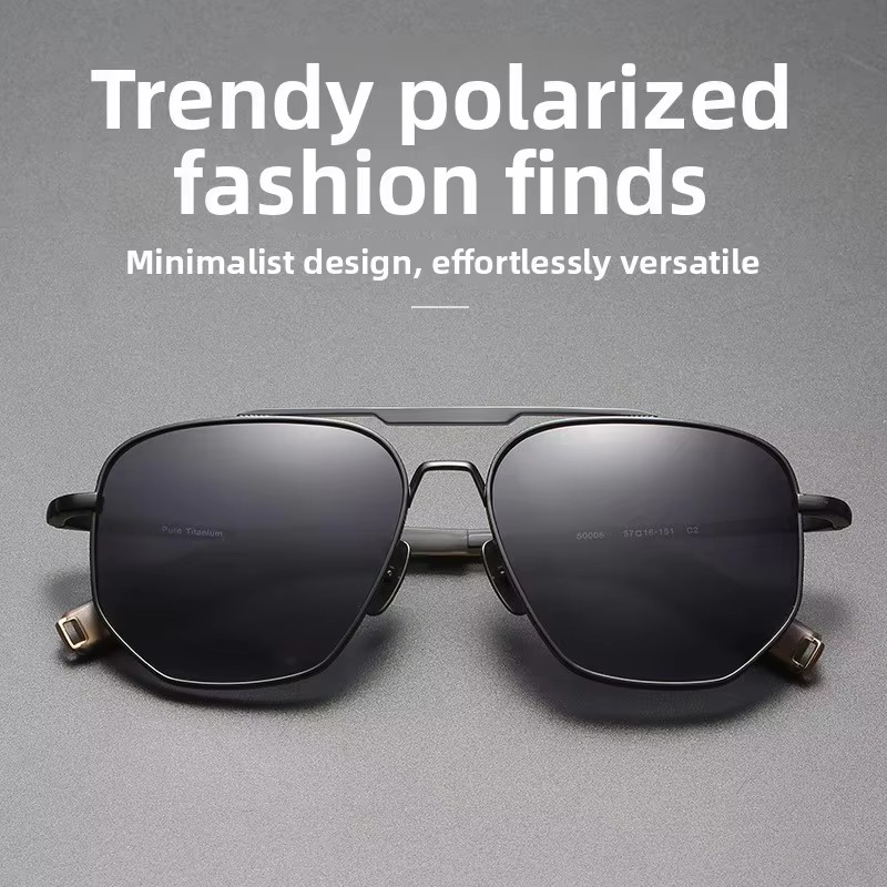 Sunglasses Aviator Polarized - Heren vierkante ultralichte dunne pure titanium