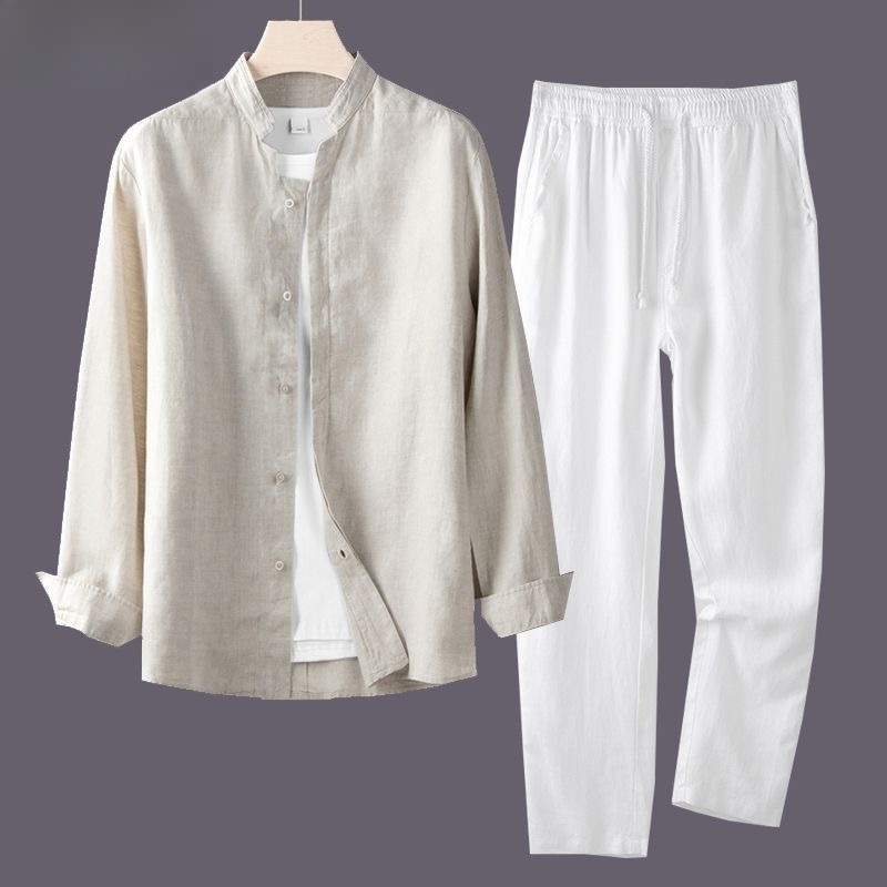 Witte lange mouwen overhemd en - Linen Shirt Breathable recensie en prijs
