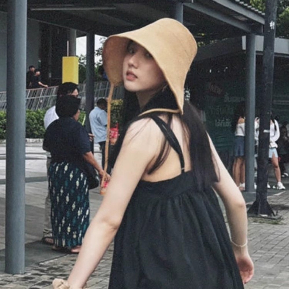 Grote brede rand linnen stroho - Bucket Hat Straw recensie en prijs